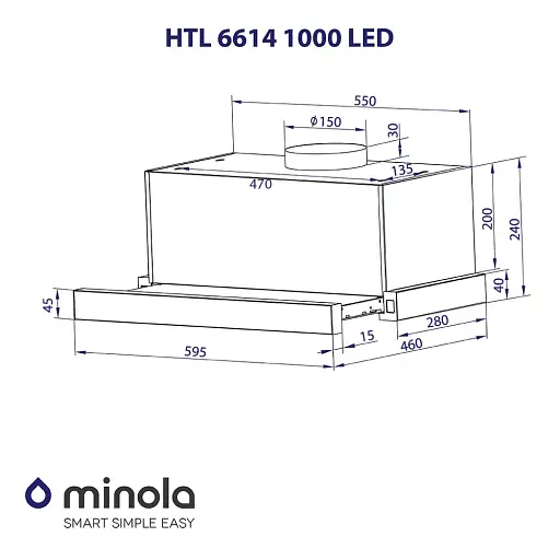 Вытяжка телескопическая Minola HTL 6614 BL 1000 LED - фото 12