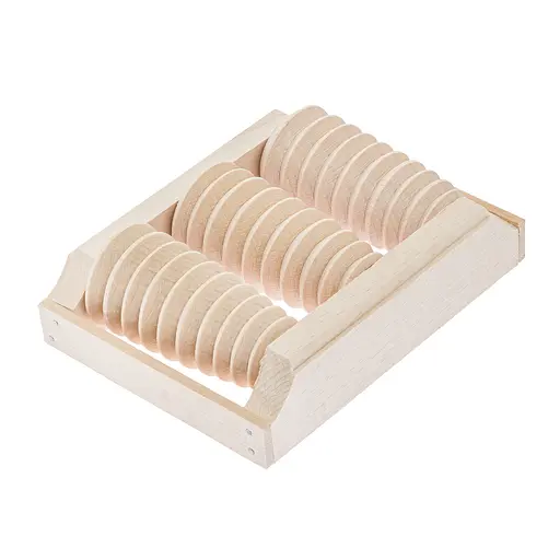 Масажер для стоп дерев'яний для профілактики плоскостопості та рефлекторного масажу на 3 ролики на одну ногу, Woodly 87038 - фото 1