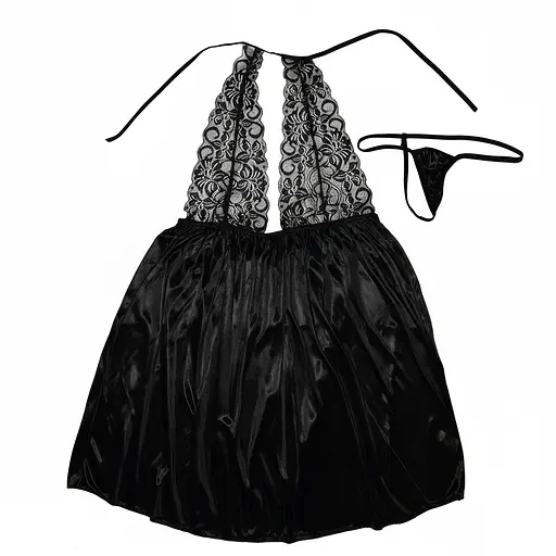 Чорний еротичний комплект великого розміру зі стрингами XL-XXL (50) Чорний - фото 4