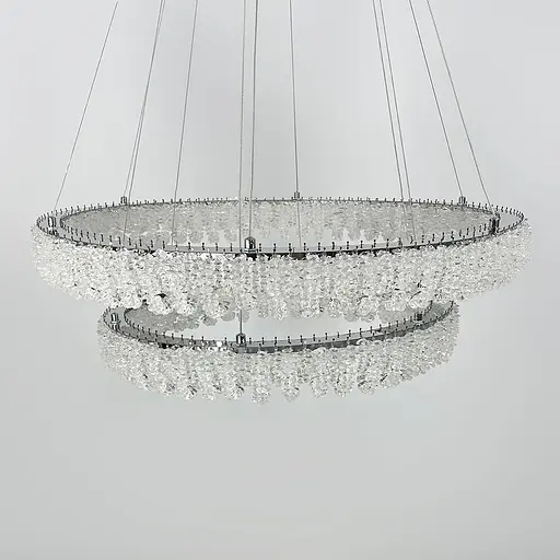 Кільцева кришталева люстра в хромі на 2 яруси 80+60 см | Арт. 33038-800+600 CH | Line F - фото 3