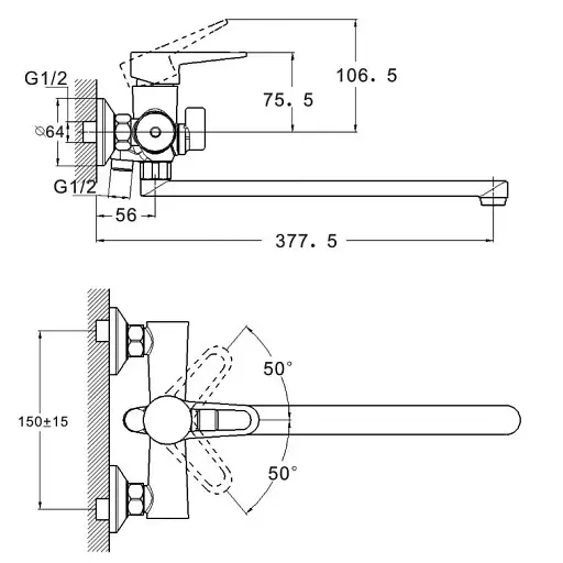 Змішувач для ванни Zegor PUD7-A045 одноважільний Хром 30412 - фото 4