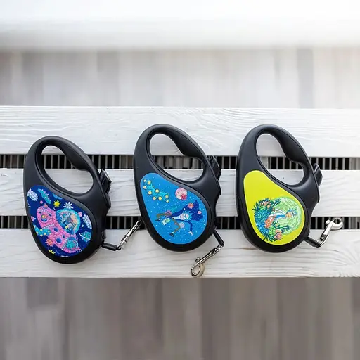 Повідець-рулетка для собак Waudog R-leash, малюнок "Рік та Морті 2", M, до 25 кг, 5 м, світловідбиваюча стрічка чорний - фото 7