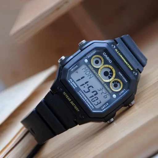 Электронные мужские часы наручные стильные черные Оригинал Япония Casio Collection AE-1300WH-1AVEF - фото 4
