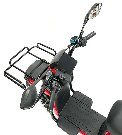 Электроскутер Грузовой с двумя большими багажниками Crosser SUPER MAX 1200W 60V30AH Li-Fe | USB зарядка Красный  - фото 9