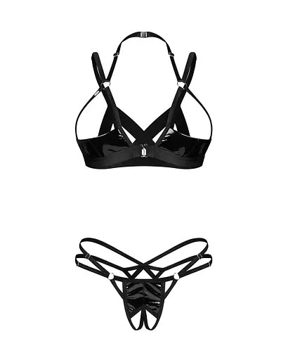 Комплект белья Obsessive Keira Lise otwarty, L/XL (черный) - фото 8