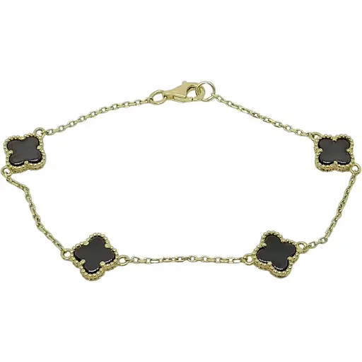 Золотой браслет Столичная Ювелирная Фабрика (Якорное) с ониксом. 322552ЖО 18,5