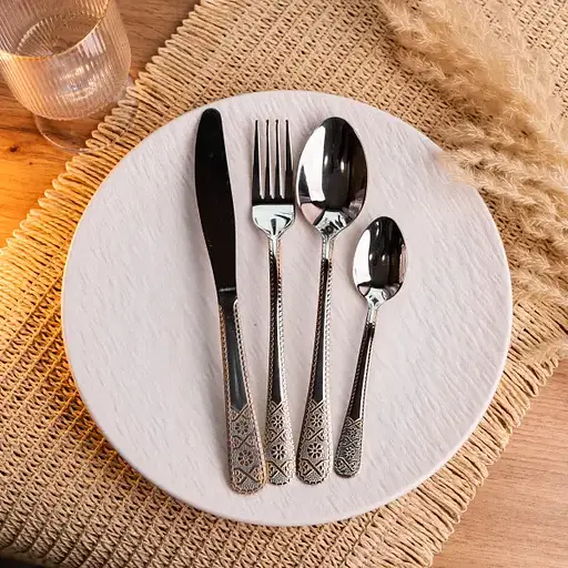 Набор столовых приборов Yiwu из нержавеющей стали на 6 персон 24 предмета столовая ложка вилка нож в подарочной упаковке HP-16978-22 - фото 2