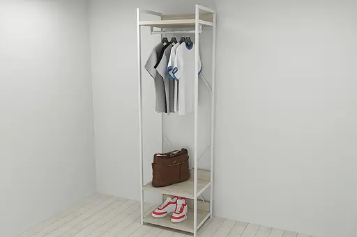 Шафа Гардероб Уні секція 1 серії Конект Ferrum-decor 220x60x50см Білий метал ДСП Дуб Сонома 32 мм (FRD-104509) - фото 4