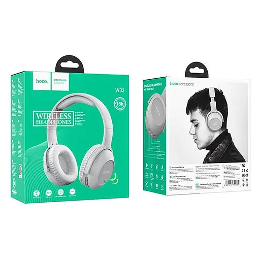 Накладні bluetooth навушники Hoco W33 Art sount BT headset | BT5.0, AUX, Type-C, 10h, 250 mAh | grey - фото 3