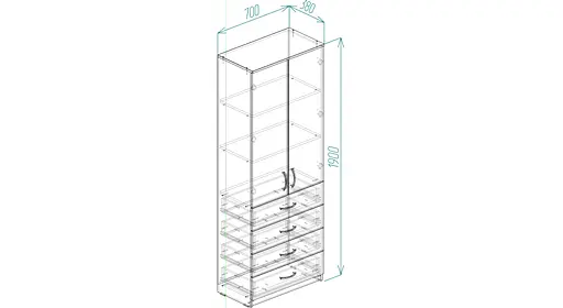Шкаф Анжело Ferrum-decor на 3 полок с 2 дверями и 4 ящика 1900x700x380 ДСП Белый 16 мм (FRD-105025) - фото 4