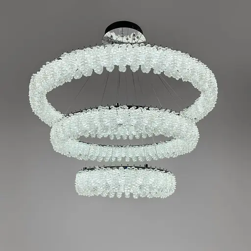 Кільцева кришталева люстра в хромі на 3 яруси 80+60+40 см | Арт. 33038-800+600+400 CH | Line F - фото 6