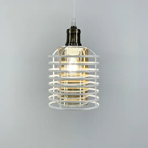 Підвіс в стилі Лофт у білому корпусі Line.F Колір плафона Янтарний - фото 4