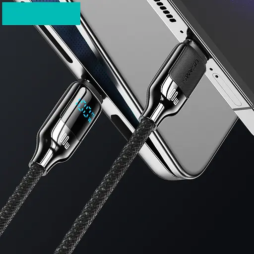 Дата кабель Usams US-SJ742 Digital Display HX Ser. Type-C to Type-C 100W (1.2m) Tarnish - фото 7