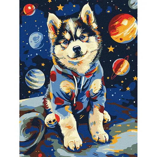 Картина за номерами "Космічний хаскі" Ideyka KHO6645 30х40 см