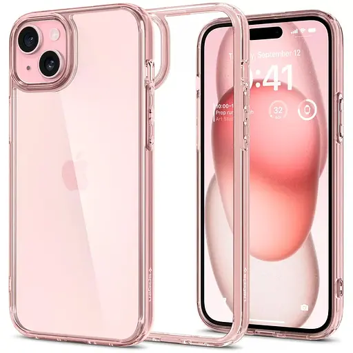 Протиударний прозорий чохол Spigen Ultra Hybrid  для iPhone 15 Rose Crystal ACS06795