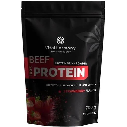 Яловичий гідролізат VitalHarmony Beef Protein, 700 грам - Полуниця
