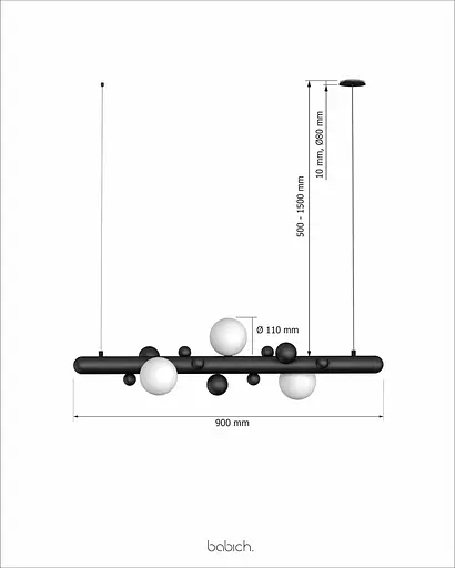 Підвісний світильник Babich Studio Lunar 900 Black (RAL 9005) - фото 5
