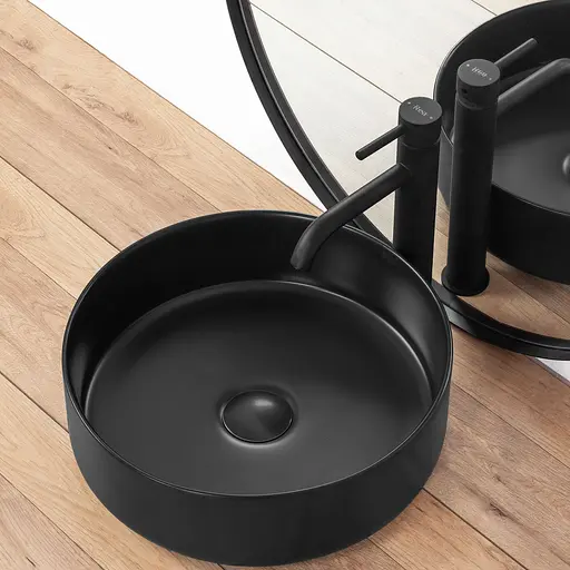 Умивальник Rea Sami black mat накладний чорний матовий REA-U1899, Чорний матовий - фото 4