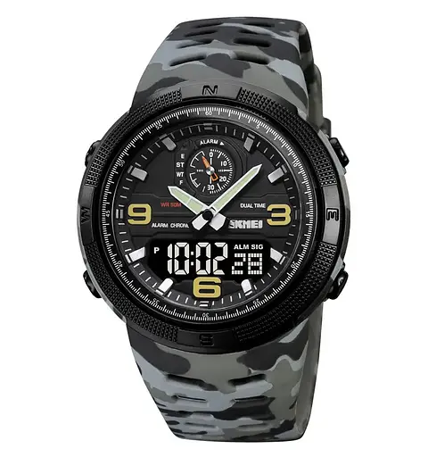 Чоловічий спортивний годинник Skmei 1655 (Сірий камуфляж)
