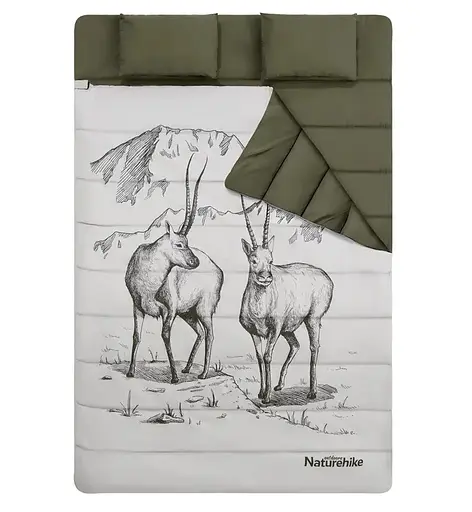 Двомісний спальний мішок Naturehike NH21MSD06 (215 х 145см) з подушками (Зелений) - фото 2