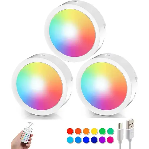 Push-світильники ALTUY USB з пультом дистанційного керування, RGB Змінний Tap Light Потужний Puck Lights Stick