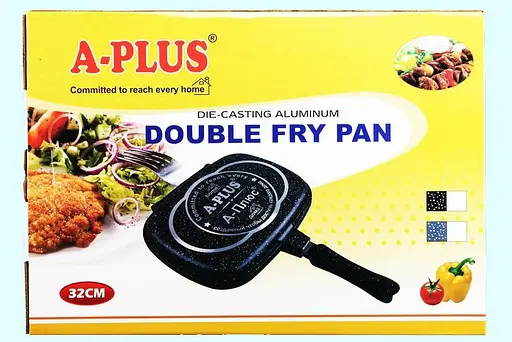 Качественная универсальная алюминиевая сковорода-гриль A-Plus 32см антипригарная для гриля и жарки - фото 3