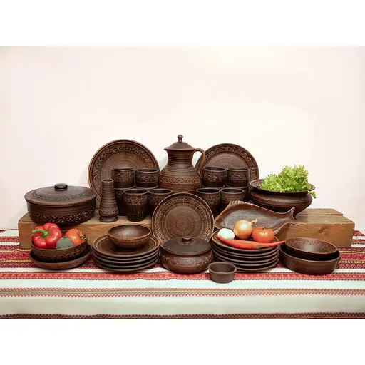 Різдвяний набір керамічного (глиняного) посуду Святковий на 12 осіб