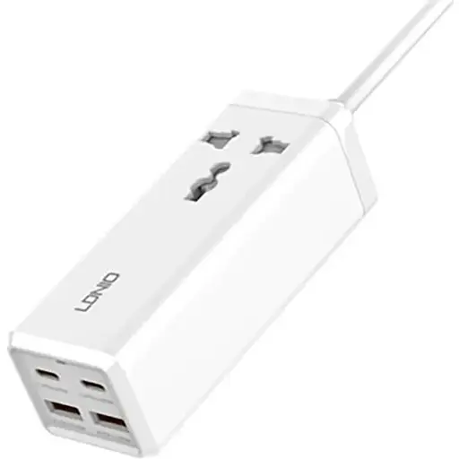 Сетевое зарядное устройство удлинитель LDNIO SC1418 2 USB/2 Type-C QC PD 1 розетка 2m белый - фото 1