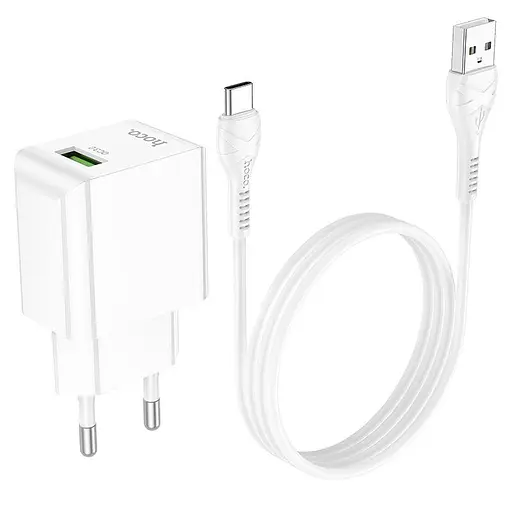 Комплект зарядний блок і кабель Hoco Proton C98A USB-C Cable 1USB 18W білий - фото 2
