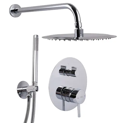 Душова система вбудована TOPAZ LOFT TLF 32205-H39-C змішувач з ручною та верхньою лійкою для ванної кімнати хром