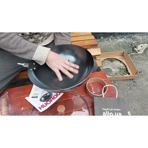 Сковорода WOK Huo hou Fine Iron Wok 32 см (HU0214) - фото 5