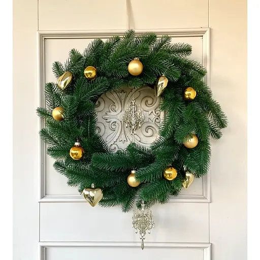 Венок хвойный рождественский Hvoya Lux литой зеленый 50 см - фото 4