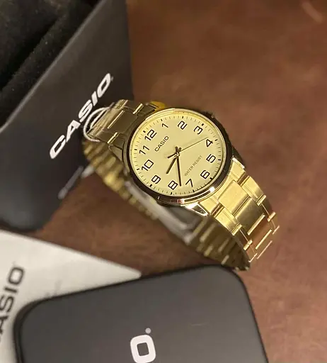 Наручні годинники чоловічі позолочені кварцові японські оригінал Casio MTP-V001G-9BUDF (модуль №5361) - фото 3