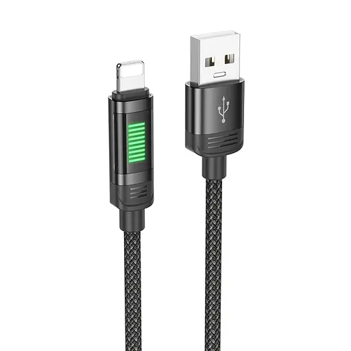 Кабель Hoco U126 с индикатором USB to Lightning 1.2 м черный - фото 1