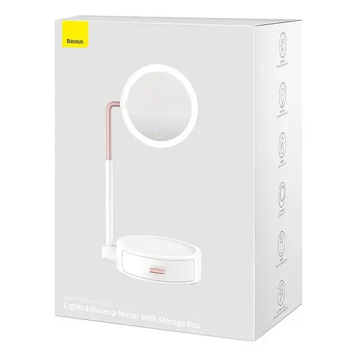 Зеркало Baseus Lighted Makeup Mirror with Storage Box 3 Level touch brightness (DGZM-02) - фото 2