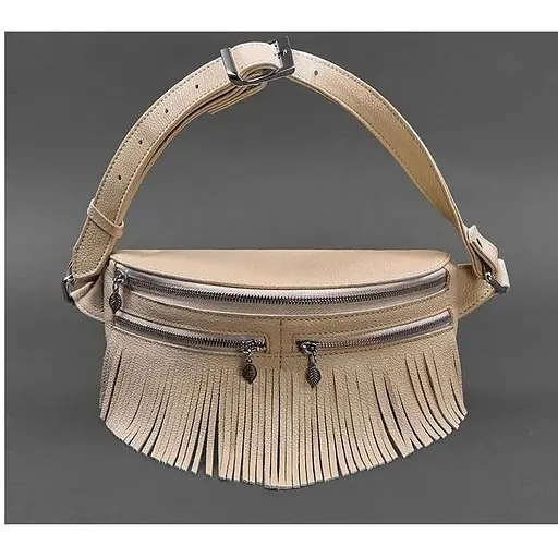 Шкіряна жіноча сумка на пояс Spirit світло-бежева - фото 1