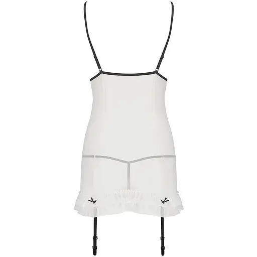 Рубашка прозрачная с пажами Passion ORIHIME CHEMISE White L/XL, трусики, стрепы - фото 4