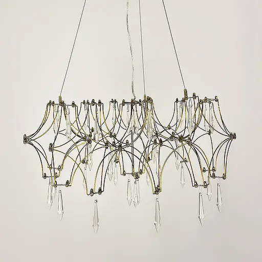 Дизайнерська невагома золота люстра із кришталем Ø 65 см | Арт. MJ203-600 Titanium | Line F - фото 5