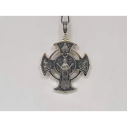 Серебряный крест Харьковская ювелирная фабрика Лики Святых. 3589-Ч - фото 2