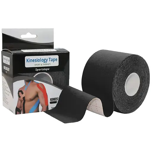 Кинезио тейп EasyFit Kinesio черный (EF-2080-BK) - фото 1