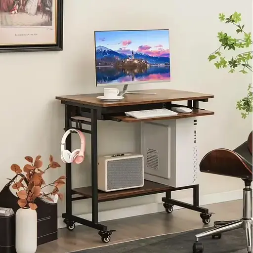 Компьютерный стол Costway Otto с выдвижной подставкой для клавиатуры - фото 3