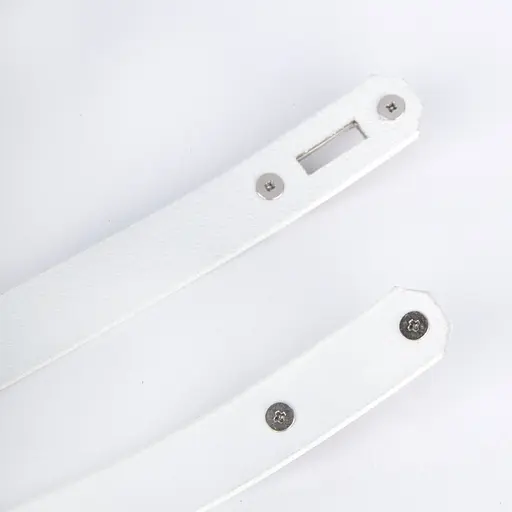 Ремень женский узкий белый кожаный JK-2031 с серебряной пряжкой (110 см) - фото 4