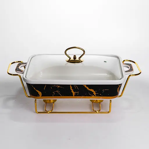 Мармит настольный Yiwu прямоугольный с подогревом 35.5х19х15.5 см на металлической подставке с крышкой мармитница для первых блюд ML438-13 - фото 1