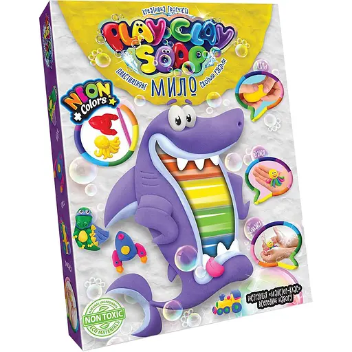 Набір креативної творчості Пластилінове мило Danko Toys Play Clay Soap Акула 6 кольорів PCS-03