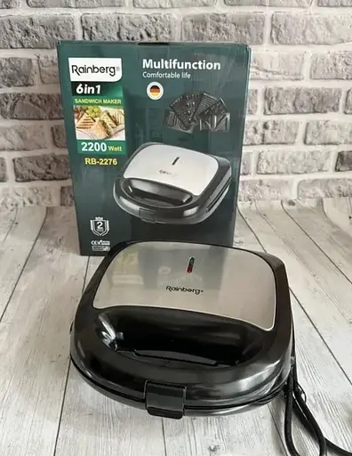 Мультимейкер 6 в 1 Rainberg RB 2276 съемные формы с антипригарным покрытием 2200 Вт - фото 4