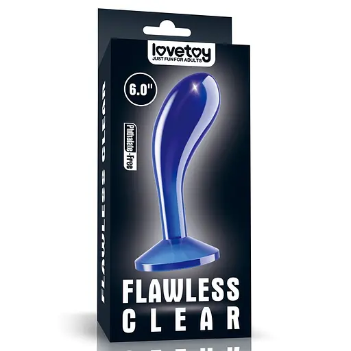 Анальная пробка Flawless Clear Anal Plug 6'' 15 см (синий) - фото 7
