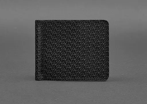 Мужской кожаный портмоне 1.0 зажим для денег черный Карбон - фото 1