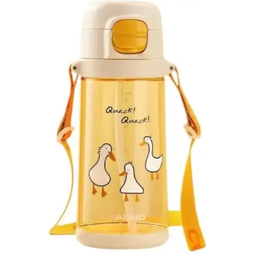 Пляшка для води Casno 690 мл KXN-1219 Помаранчева (Гуси) з соломинкою (KXN-1219_Orange) - фото 1