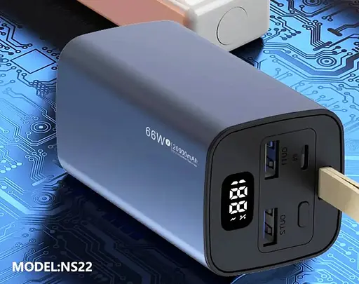 Павербанк портативная батарея BIYA NS22 портативное зарядное устройство для телефона 20000 mAh 66W Голубой - фото 2