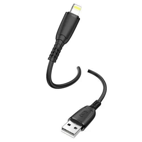Кабель XO NB247 Suluo Series Portable Silicone for Lightning with Cable Clip 6A/0,25 м Чорний - фото 1